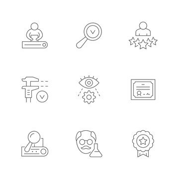 Set line icons of quality control