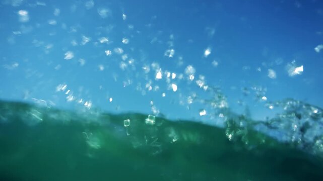 Swimmer Head Above Waves Swimming In Open Sea. Aquatic Sport. Triathlon Training