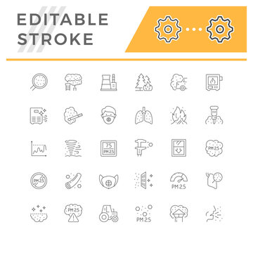Set line icons of PM 2.5 pollution