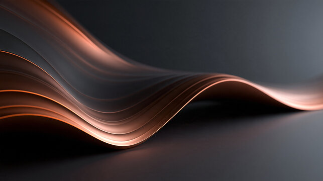 Abstract Elegant Flowing Copper Wave on Dark Background