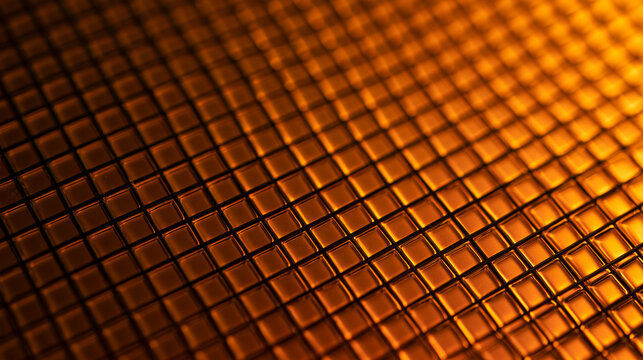 Abstract Golden Grid Pattern Background with Warm Light