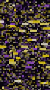 Yellow and violet datamosh block corruption animation, abstract glitch motion background with no text, vertical 9:16