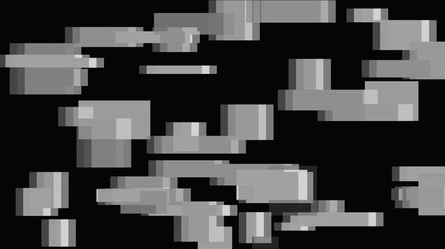 Black and white frame stutter dropout animation, abstract glitch motion background with no text