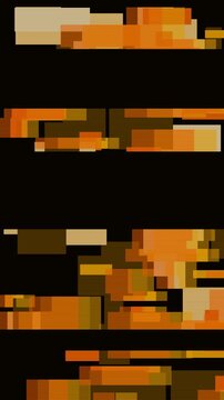 Amber on black frame stutter dropout animation, abstract glitch motion background with no text, vertical 9:16