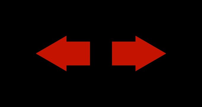 left and right directional arrows loop animation on black background. swipe left and right motion video