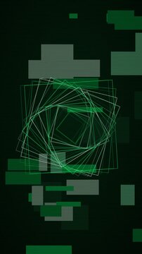 Matrix green on black video feedback echo animation, abstract glitch motion background with no text, vertical 9:16