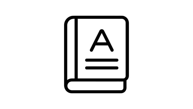 Dictionary icon vector in line style for education and learning apps.