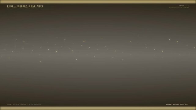 Luxurious Molten Gold Light Streak creating an elegant horizontal screen wipe transition, shimmering with golden particles on a dark abstract background. High-end cinematic motion graphics animatio...