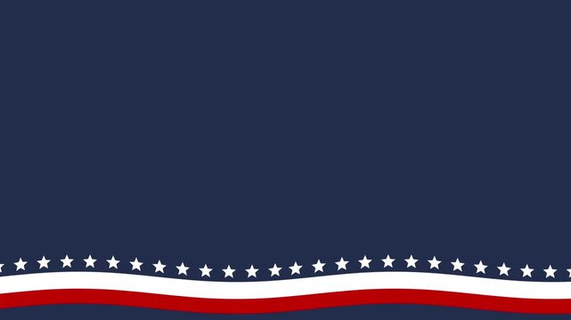 USA flag animated patriotic theme waving bottom border 4k dark blue background.
