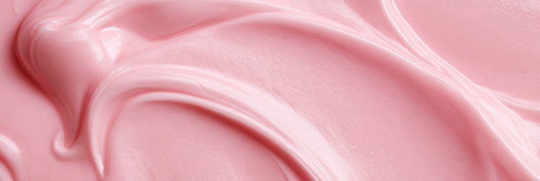 Fluid pale pink calamine lotion swirls and forms a smooth texture, appearing soft and medical in a top-down view.