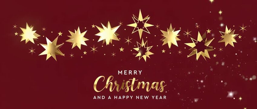 christmas greetings with snowflakes and stars border illustrated animation