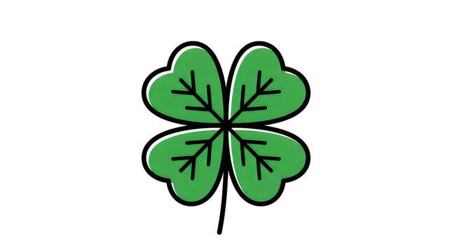 Green four leaf clover icon for good luck illustration