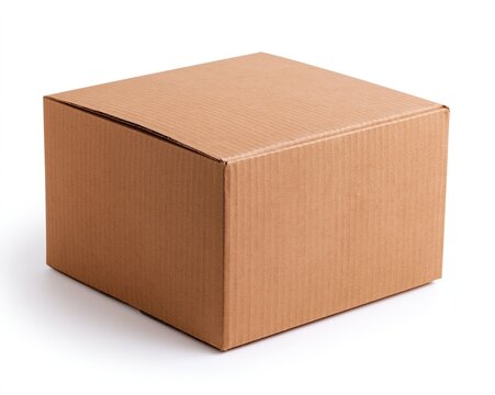 Brown Cardboard Box, Closed, Square Shape