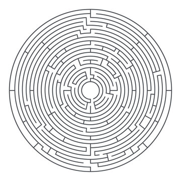Intricate circular maze pattern designed for puzzle enthusiasts and visual art projects perfect for creative backgrounds and decorative purposes