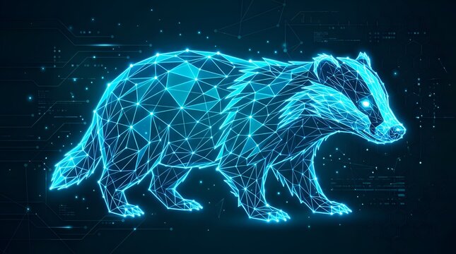Digital Badger Illustration - Futuristic Cybernetic Animal Design