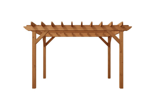 Wooden garden pergola with broad horizontal beams