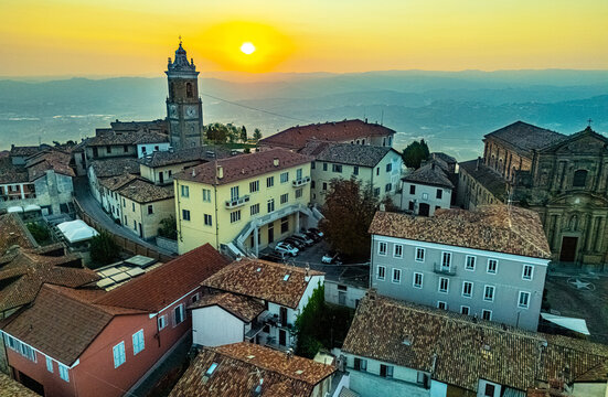 View of La Morra in the Province of Cuneo, Piedmont, Italy