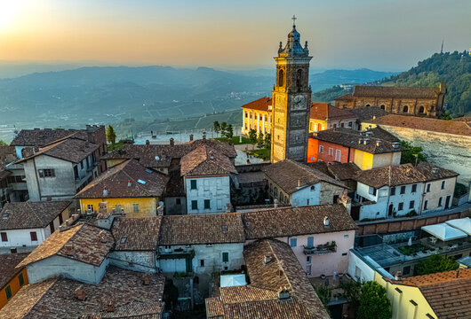 View of La Morra in the Province of Cuneo, Piedmont, Italy