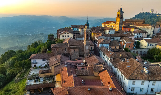 View of La Morra in the Province of Cuneo, Piedmont, Italy