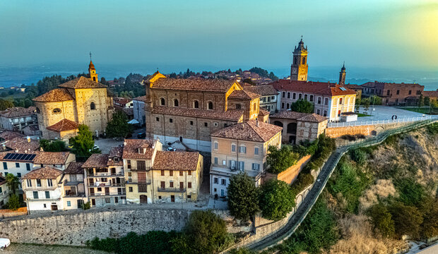 View of La Morra in the Province of Cuneo, Piedmont, Italy