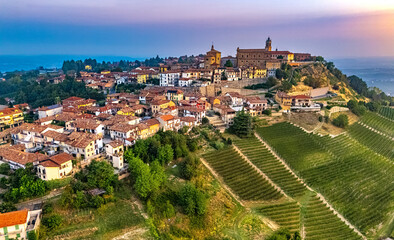 Obraz premium View of La Morra in the Province of Cuneo, Piedmont, Italy