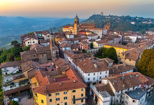 View of La Morra in the Province of Cuneo, Piedmont, Italy