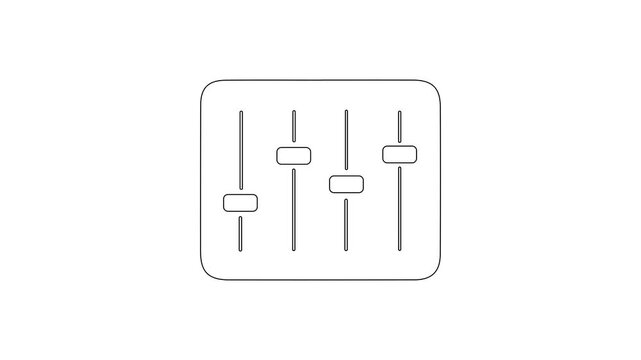 Audio Equalizer Slider Fader Control Panel, Sound Level Mixer Animated Icon, Loop Video Isolated on White
