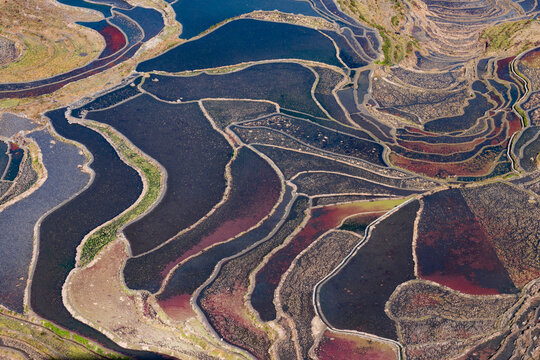 Aerial view of the terraced fields in Yuanyang, Yunnan Province