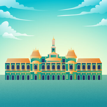 Amba Vilas Palace facade architecture on textured background vector