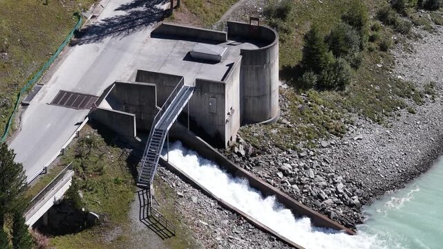 Aerial View of Speicher Langental Alpine Reservoir in Tyrol Austria