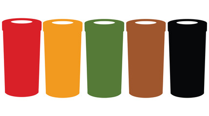 Fototapeta premium Trash vector can set featuring five colorful recycling bins