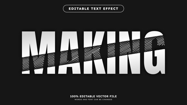 Scribble sketch texture vector text effect with sliced style effect