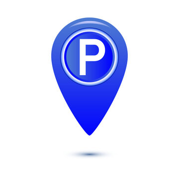 Parking signs. Parking ban, parking location pin.