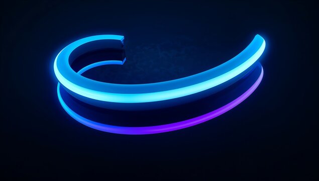 Abstract glowing blue and purple curved spiral line creating a dynamic, futuristic design on a dark background.