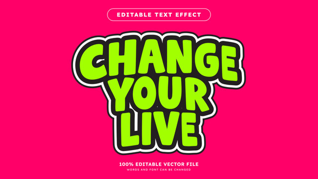 Editable Sticker text effect with neon modern color style