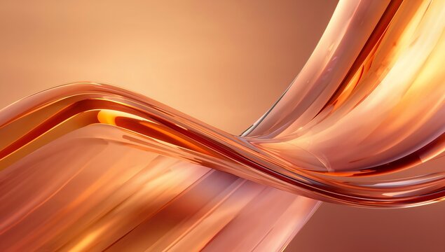 Elegant abstract background featuring warm, coppery, flowing metallic ribbons and waves, creating a luxurious and dynamic visual with smooth gradients.
