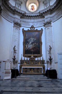 Ragusa Ibla, Sicily 01.03.2020: Interior of the Cathedral of San Giorgio, located in the historic district of Ragusa Ibla
