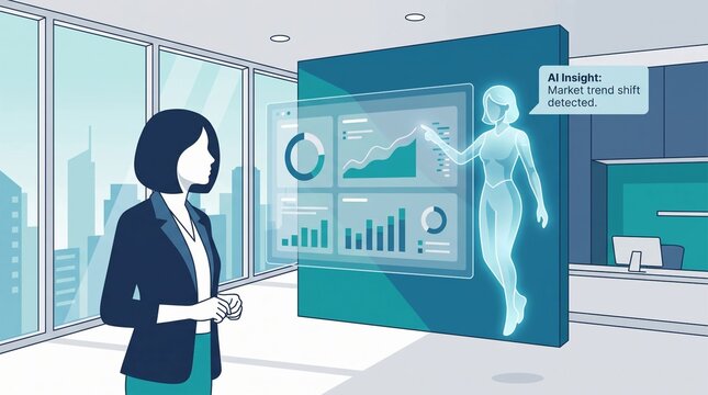 Personal AI Shopping Assistant and E-commerce Concept Illustration