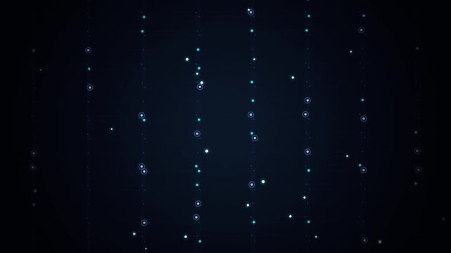 Blue particles drift and disperse across a dark background in a looping animation