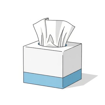 A simple illustration of a tissue box with partially used tissues protruding from it.