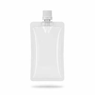Clear transparent perfume bottle with spray cap on white background