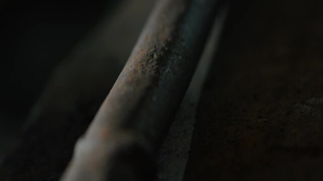 Old Blacksmith Hammers and Metal Tools on Workshop Bench