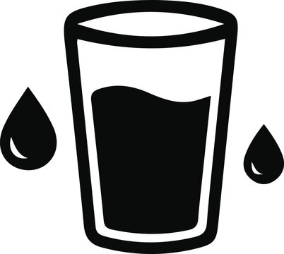 Water Hydration Glass With Droplets Medical Icon Vector
