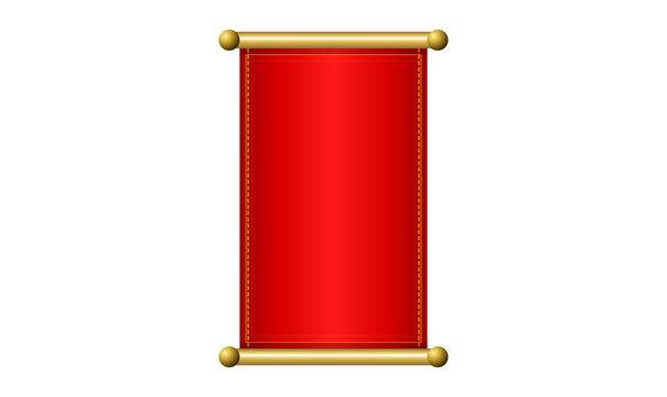 Red Chinese Scroll Hanging Banner PNG Cutout Isolated for Lunar New Year and Asian Festival Design