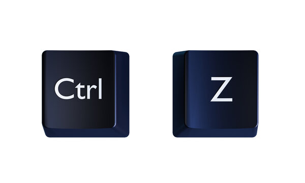 3D Ctrl Z Keyboard Shortcut Keys Isolated on Transparent Background PNG, Undo Command Concept