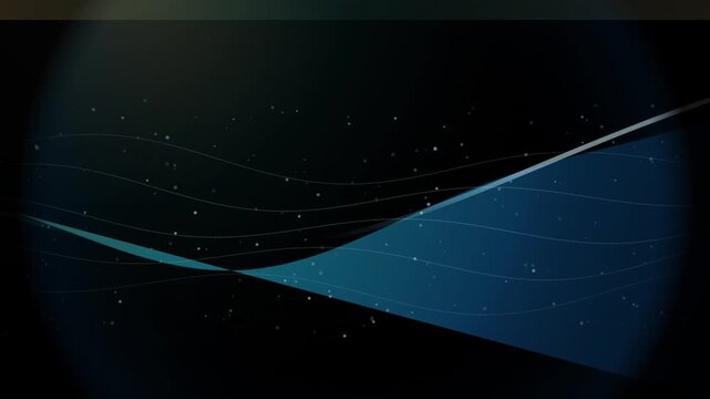 Blue waveform transitions across a black background in a looping digital animation transition
