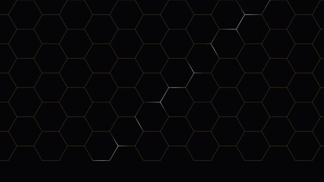 Abstract Hexagon Grid Animation with Glowing Lines