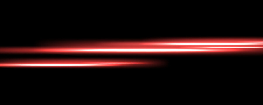 Red Glowing Energy Line with Neon Light Effect on Black Background