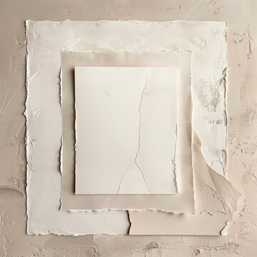 Abstract minimalist wabi-sabi paper background with organic torn textures and copy space for clean editorial branding template - sqaure 03