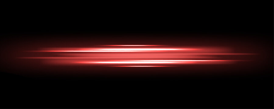 Red Horizontal Light Streak with Glowing Neon Energy Effect on Black Background